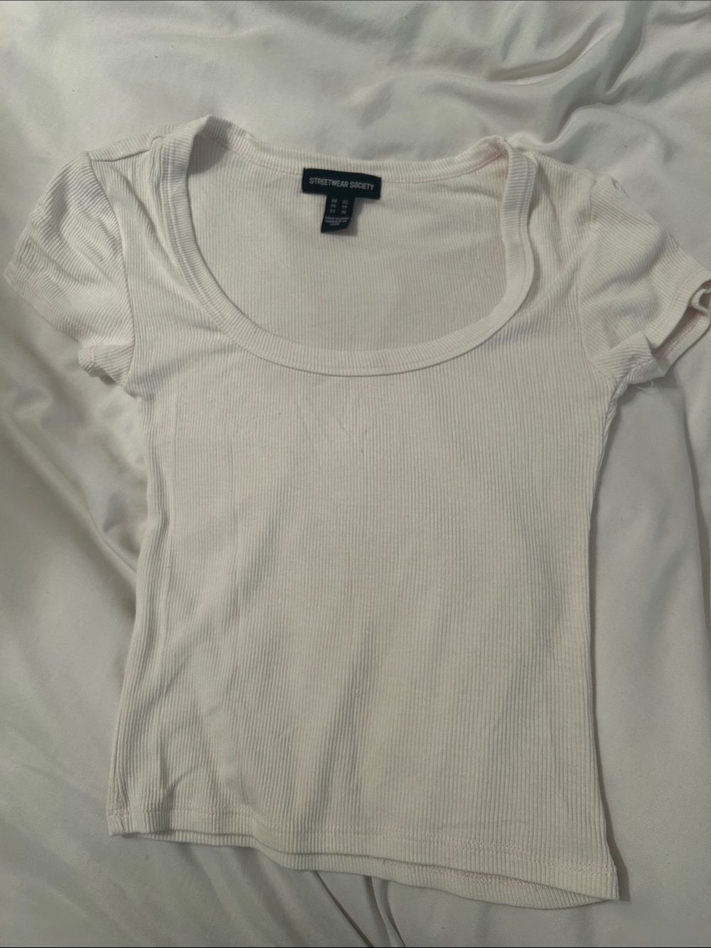 Streetwear Society Women's Ribbed Scoop Tee in Pale Pink
